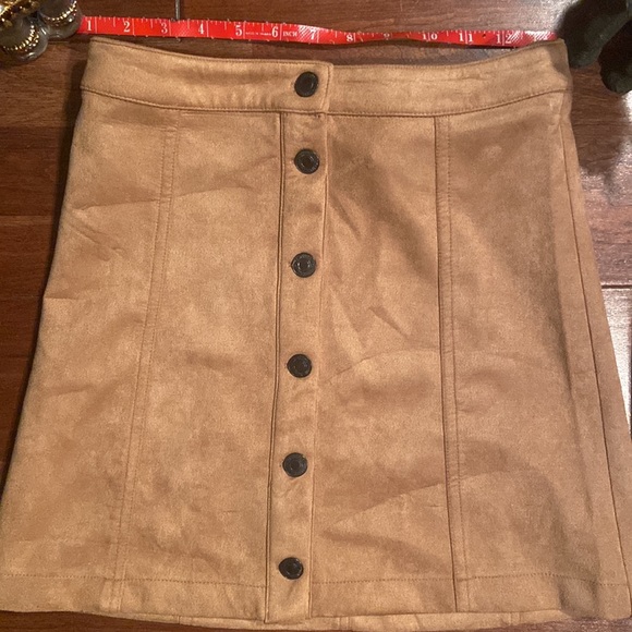 Sky & Sparrow button up skirts xs tan & burgundy - Picture 2 of 5
